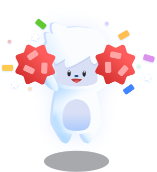 Yeti mascot celebrating