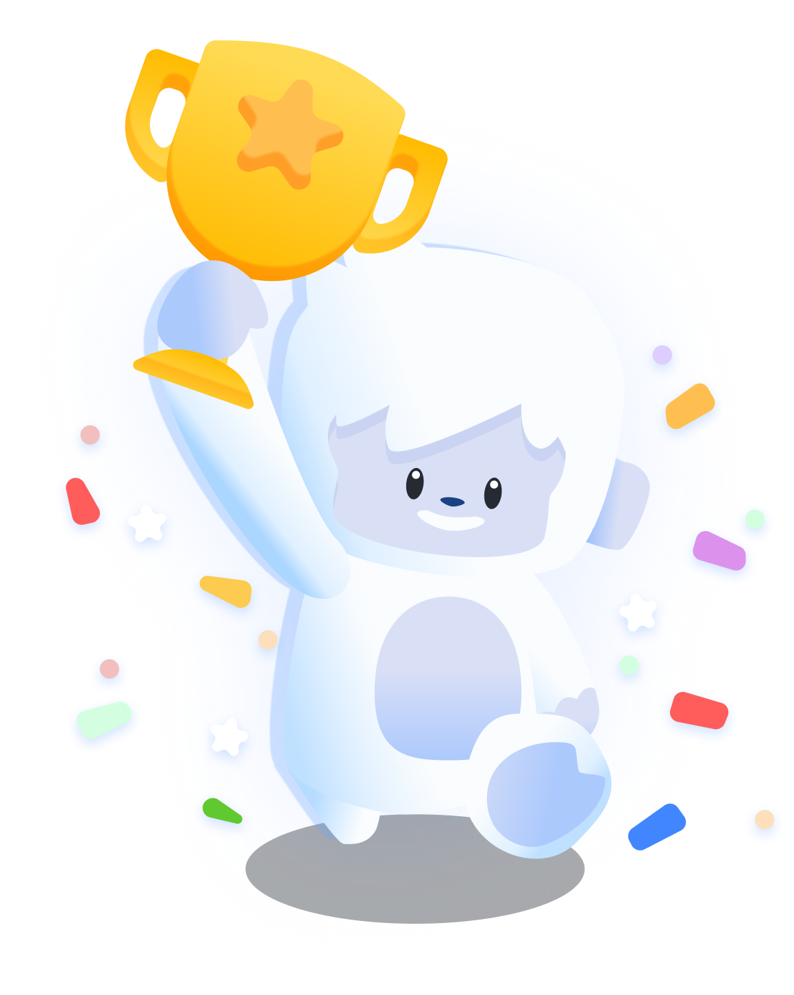 Yeti mascot celebrating